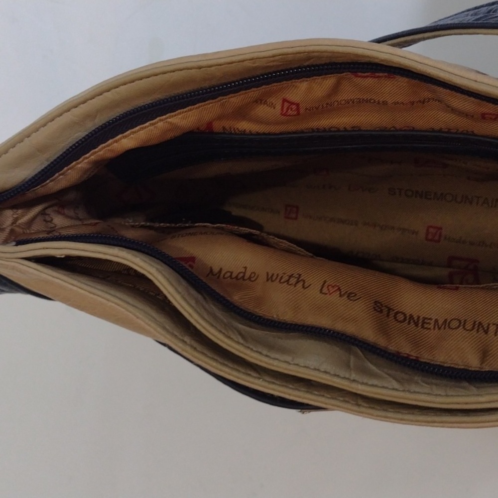 STONE MOUNTAIN LEATHER Shoulder Bag Navy Cream - Picture 9 of 16